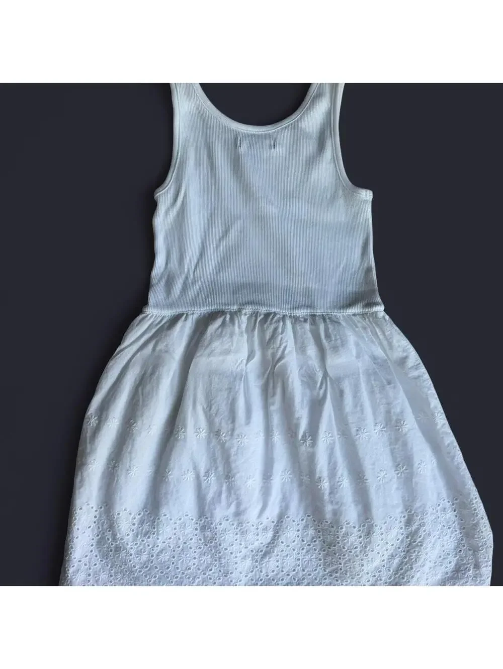 Gap Kids White Mix-Fabric Eyelet Tank Dress